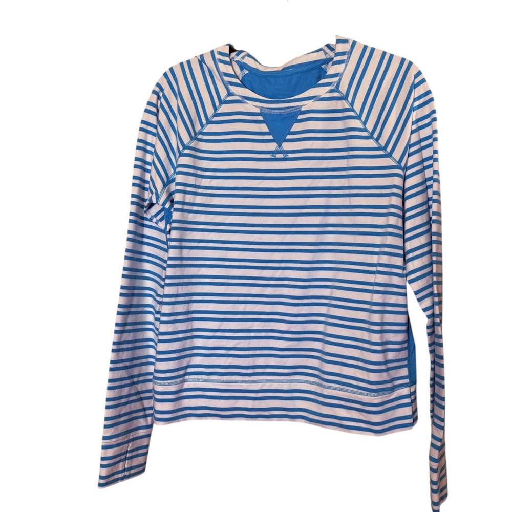 Lululemon Women’s Voyage Striped Pullover Crew Jersey Sz 10